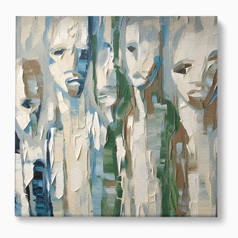 Tablou canvas cu tablou canvas cu fete abstracte, fara rama, pe sasiu de lemn